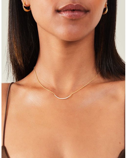 Accessorize Natural Women's 14ct Gold-plated Curved Bar Necklace