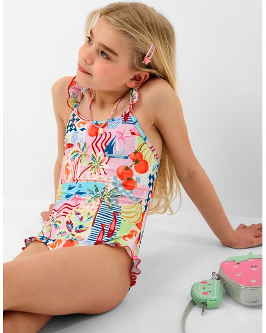 Accessorize White Postcard Print Swimsuit