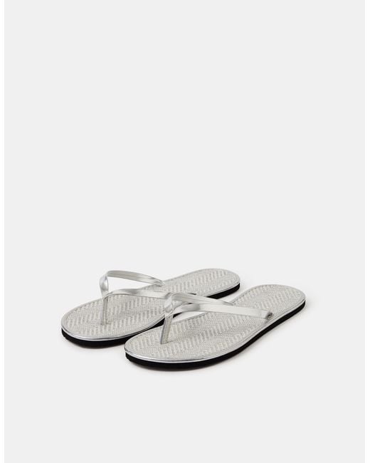 Accessorize White Metallic Seagrass Flip Flops