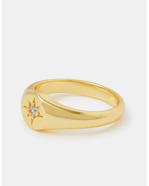 Accessorize Metallic 14Ct-Plated Star Signet Ring