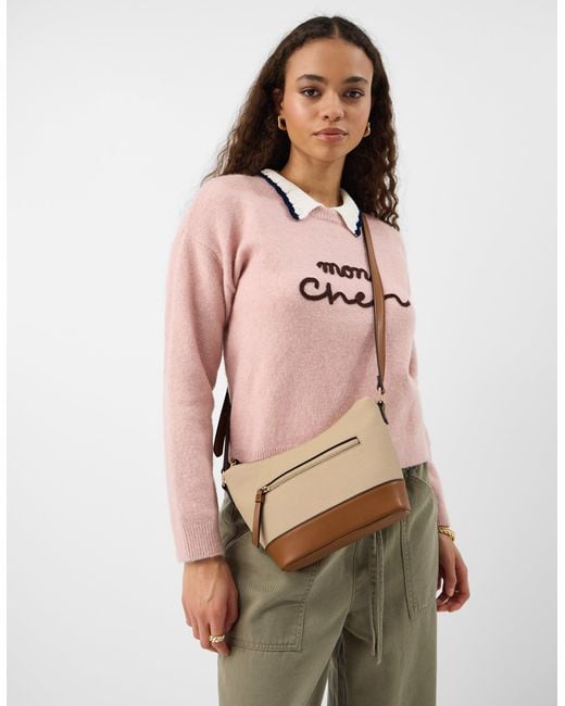 Accessorize Natural Two Tone Canvas Crossbody Bag
