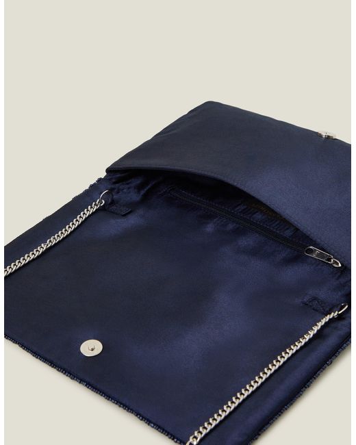 Accessorize Blue Tianna Metallic Embellished Clutch Bag