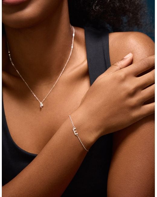 Accessorize Natural Sterling Sparkle Initial Bracelet