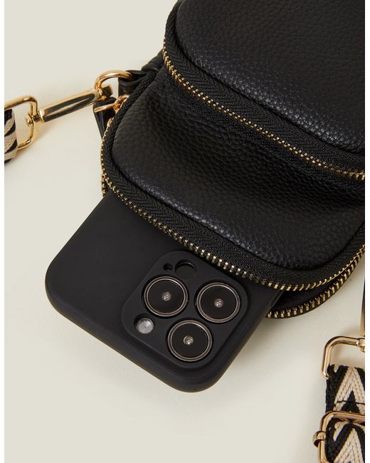 Accessorize Green Webbing Strap Phone Bag Leather