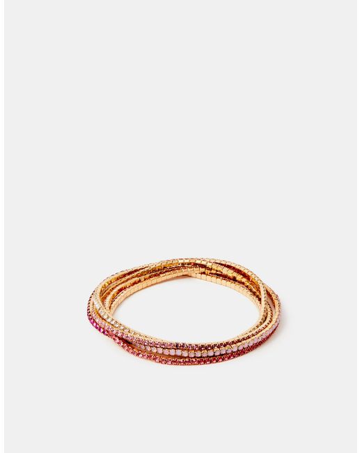 Accessorize Brown Brass/Glass Sparkle 5-Pack Stretch Bracelets