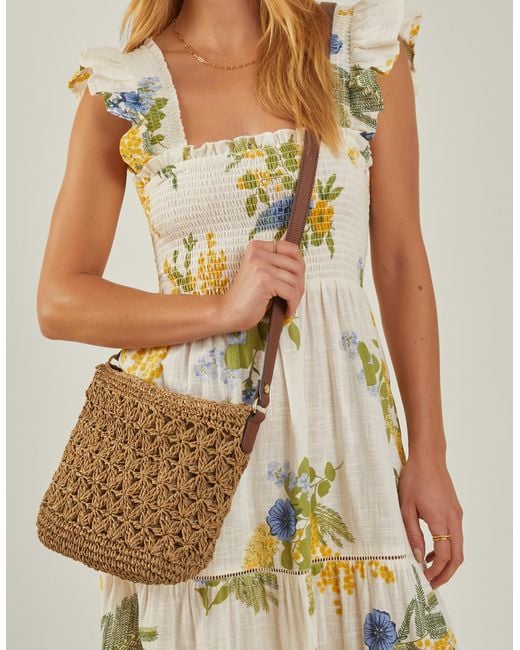 Accessorize Natural Paper Raffia Crossbody Bag