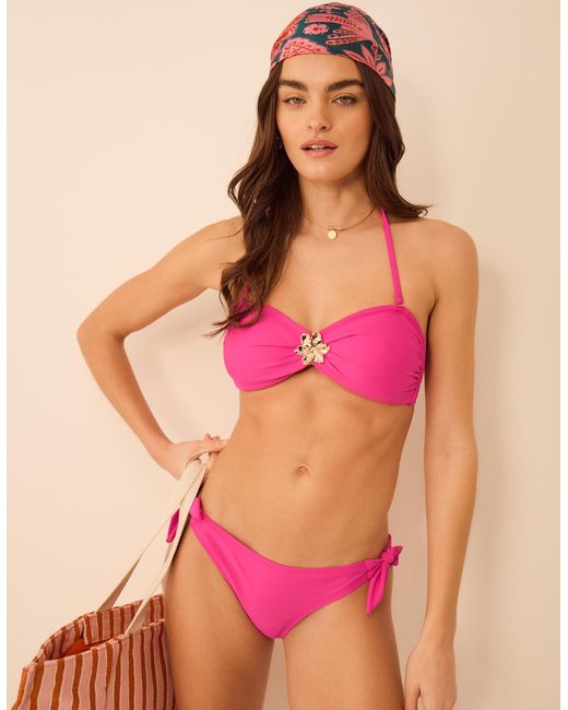 Accessorize Pink Flower Buckle Bandeau Bikini Top