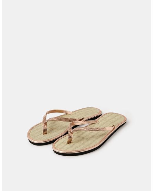 Accessorize Natural Sparkle Seagrass Flip Flops