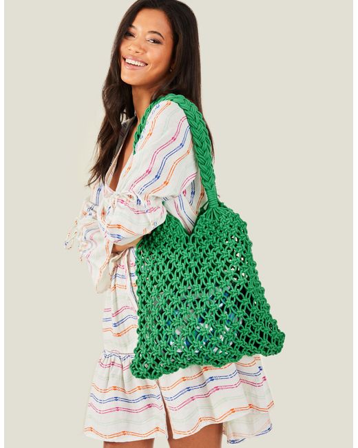 Accessorize Green Open Weave Shopper Bag