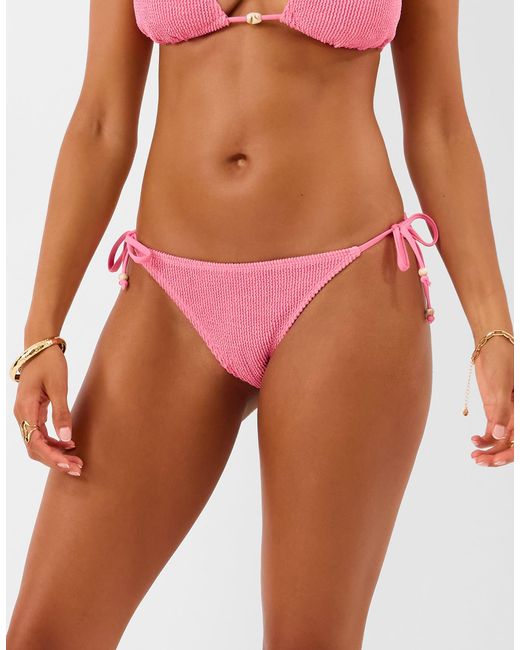 Accessorize Orange Crinkle Tie Side Bikini Bottoms