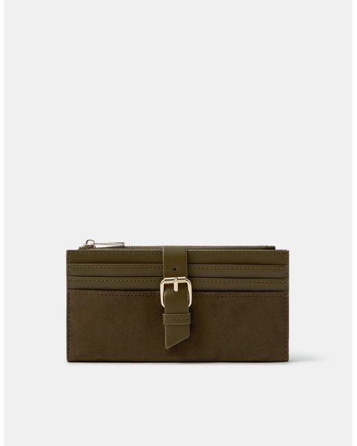 Accessorize Brown Faux Suede Buckle Purse