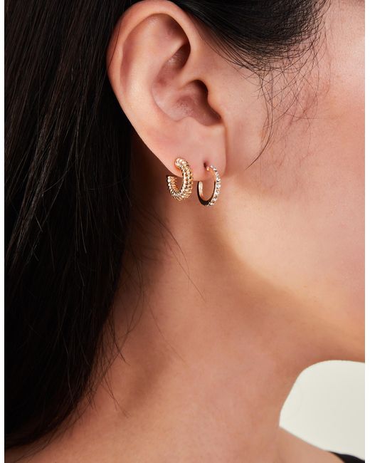 Accessorize Natural 6-Pack Textured Hoops