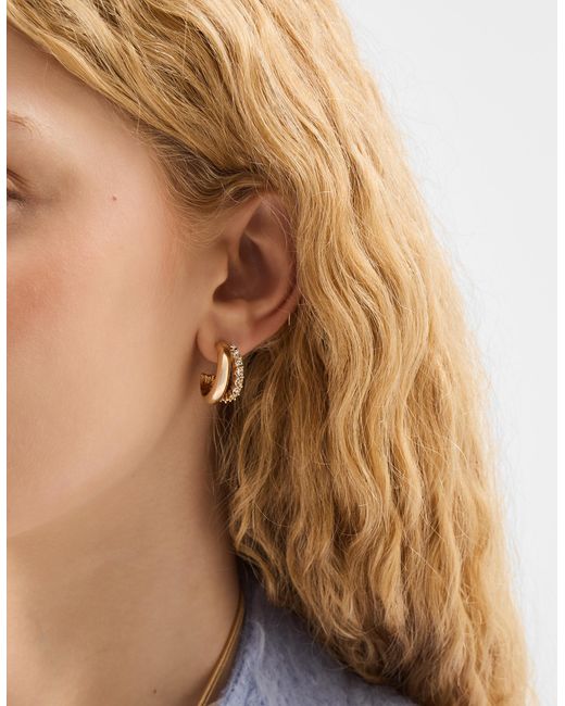 Accessorize Metallic Mini Diamanté Double Hoop Earrings