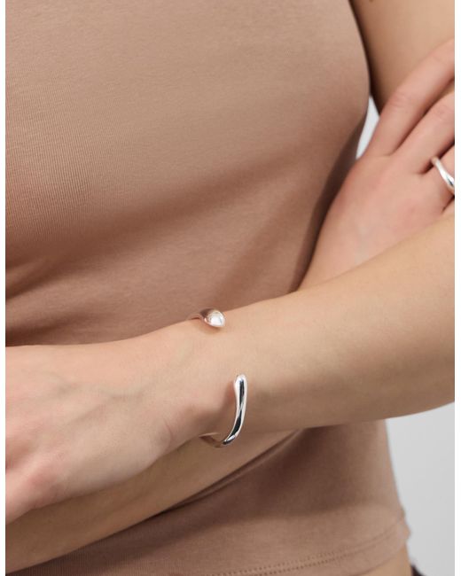 Accessorize White Sterling-Plated Open Cuff Bracelet