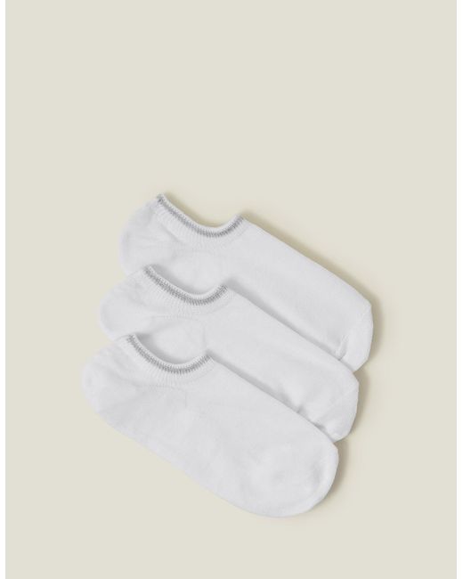 Accessorize Women's White 3-pack Sparkle Trainer Socks