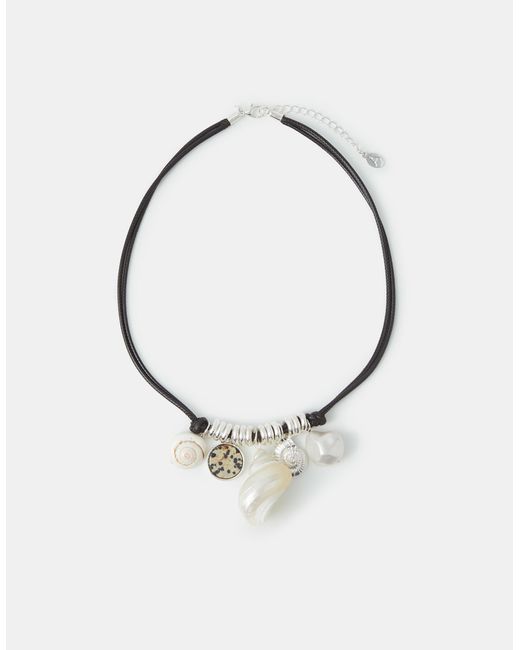 Accessorize Metallic Shell Charm Cord Necklace