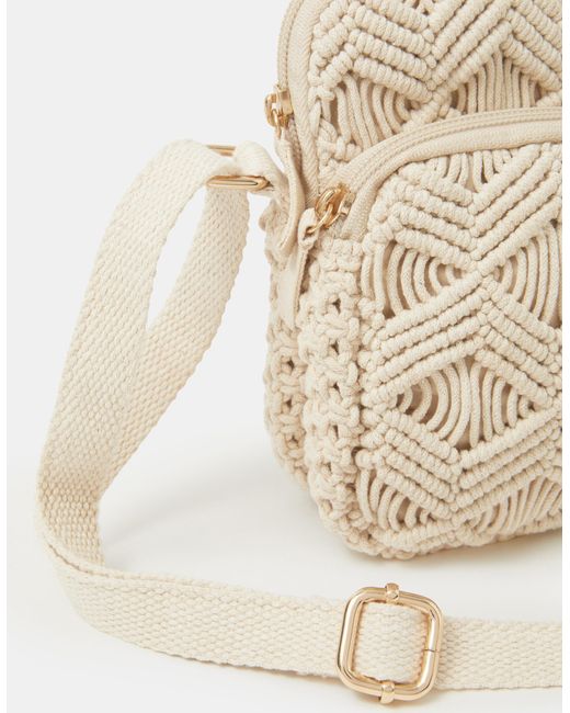 Accessorize Gray Macrame Phone Bag