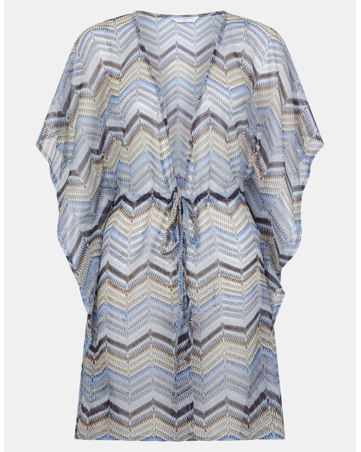 Accessorize Blue Zigzag Crochet Mini Kaftan