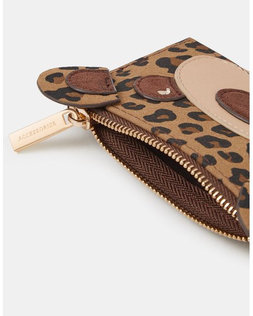 Accessorize Brown Leopard Print Teddy Card Holder