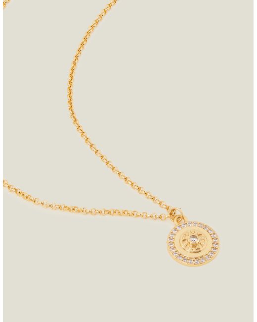 Accessorize Natural 14ct Gold-plated Disc Pendant Necklace