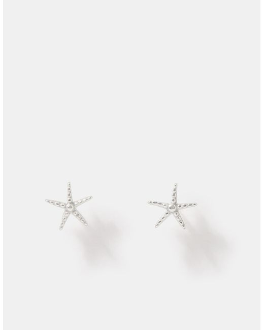 Accessorize White Sterling Starfish Stud Earrings