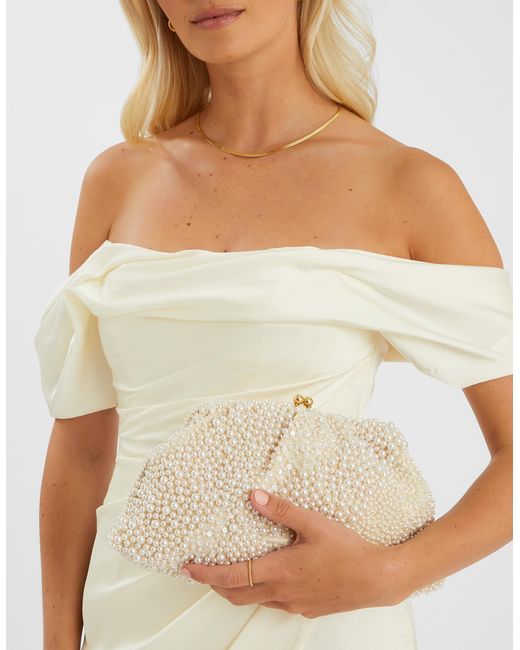 Accessorize Brown Bridal Cloud Pearl Beaded Mini Bag
