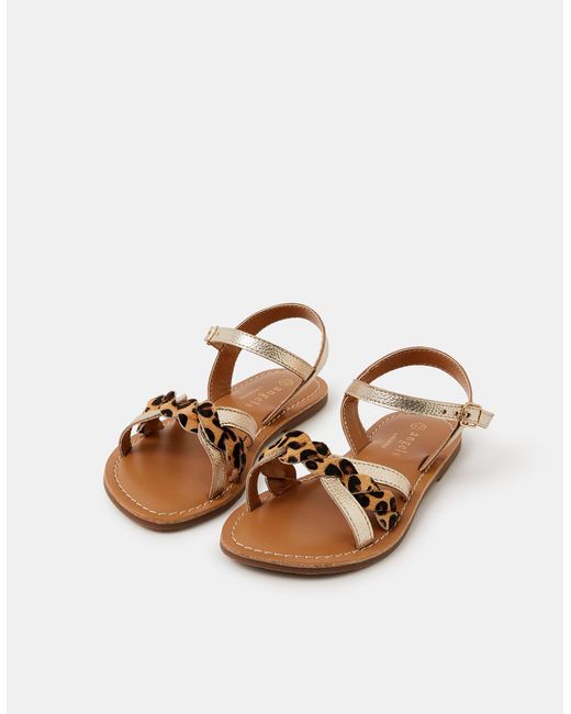 Accessorize Leopard Print Metallic Leather Sandals