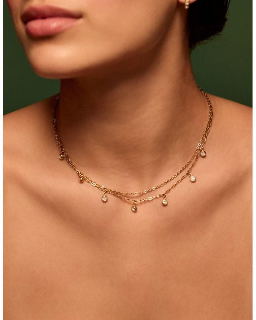 Accessorize White Stainless Steel Layered Charm Necklace