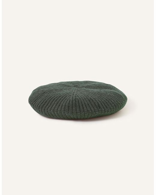 Accessorize Ribbed Knit Beret Green
