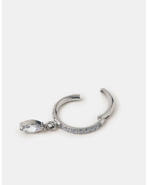 Accessorize White Marquise Drop Titanium Hoop Earring
