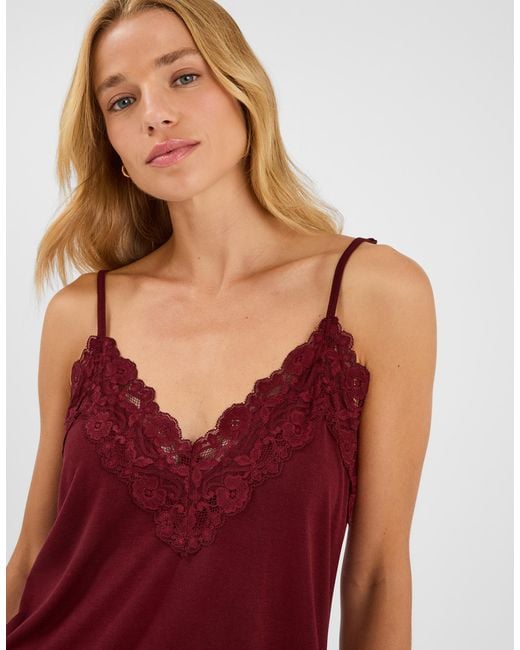 Accessorize Red Lace Trim Short Pyjamas Set