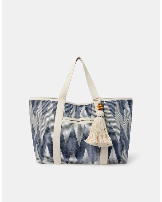 Accessorize Blue Chevron Canvas Beach Bag