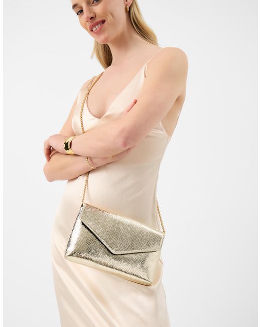 Accessorize Natural Metallic Envelope Crossbody Bag