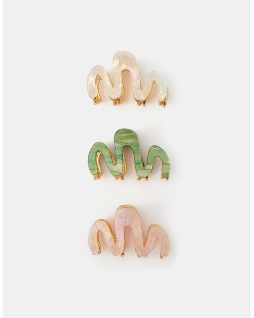 Accessorize Green 3-Pack Mini Resin Wiggle Claw Clips
