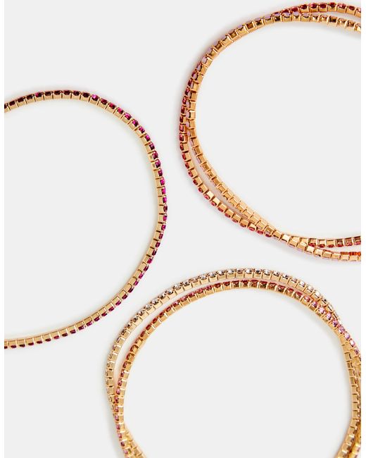 Accessorize Brown Brass/Glass Sparkle 5-Pack Stretch Bracelets