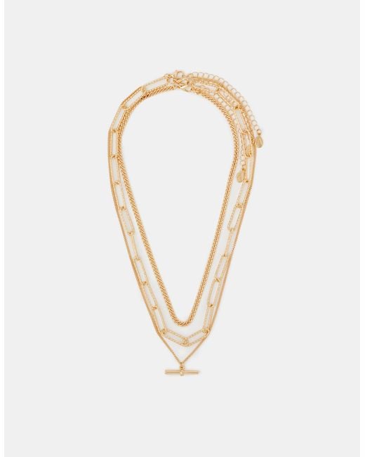 Accessorize Natural 3-Pack T-Bar Pendant Chain Necklaces