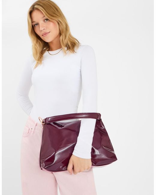 Accessorize Purple Slouchy Patent Handbag