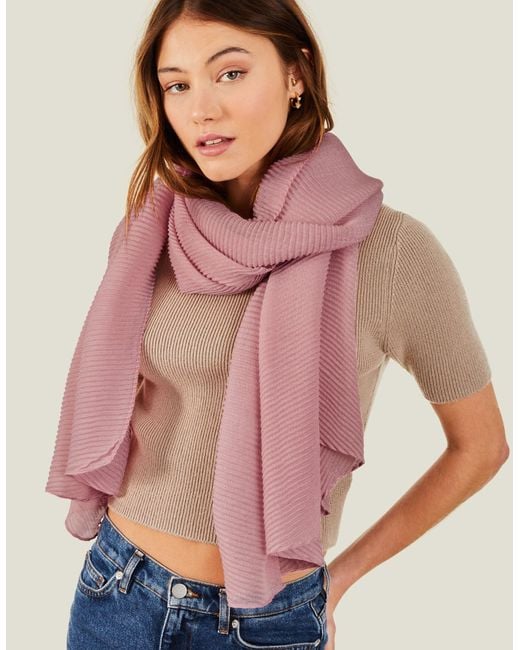 Accessorize Lightweight Pleated Scarf Pink