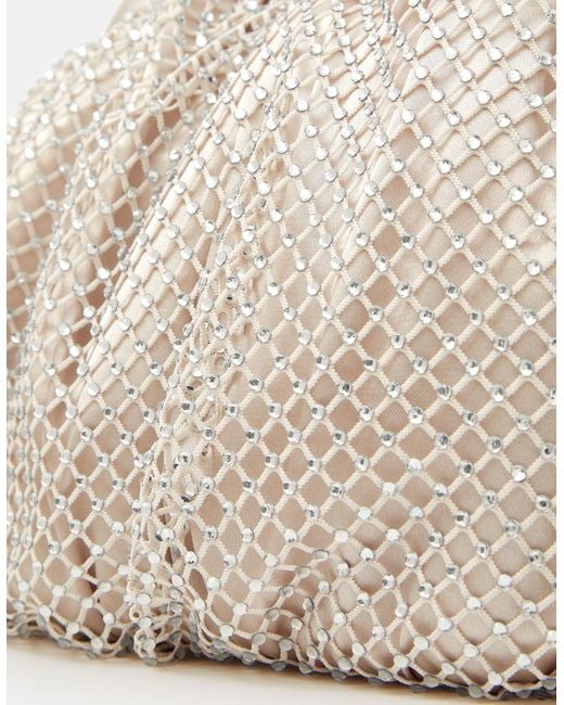 Accessorize Natural Sequin Clip Frame Clutch Bag