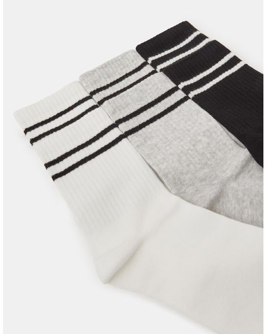 Accessorize White 3-Pack Varsity Stripe Socks