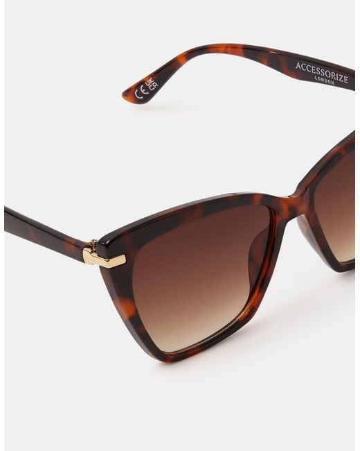 Accessorize Brown Tort Cat Eye Sunglasses