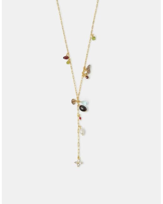 Accessorize White 14Ct-Plated Semi Precious Lariat Necklace
