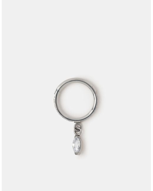 Accessorize White Marquise Drop Titanium Hoop Earring