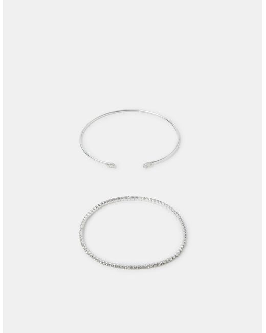 Accessorize White Sterling-Plated Cuff & Tennis Bracelet Set