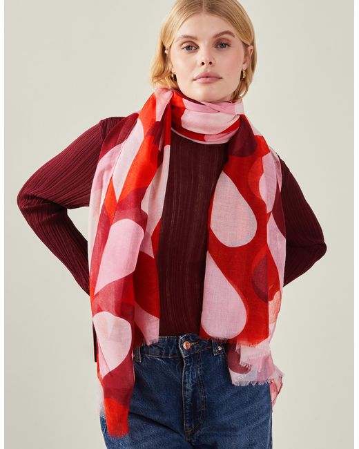 Accessorize Red Retro Heart Scarf