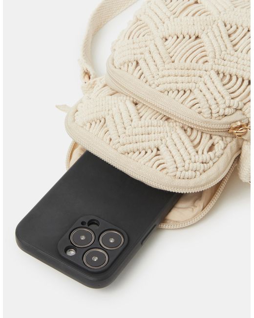 Accessorize Gray Macrame Phone Bag