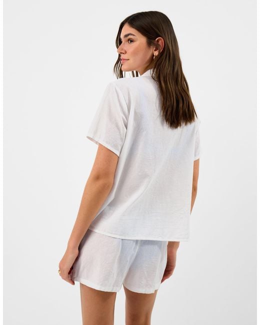Accessorize White Shell Embroidered Patchwork Shirt