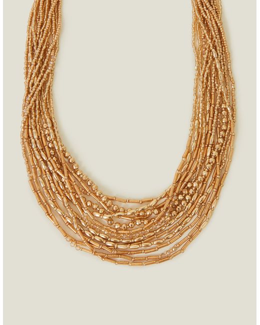 Accessorize Metallic Layered Bead Necklace