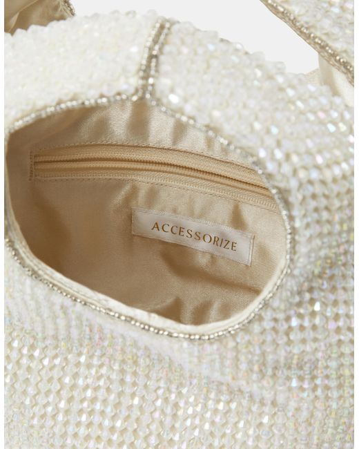 Accessorize Natural Sparkle Beaded Handheld Bag