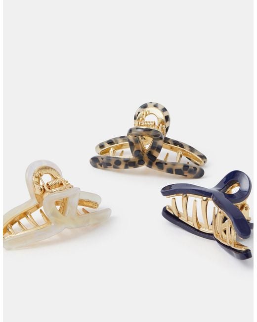 Accessorize Metallic 3-Pack Resin Twist Claw Clips